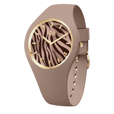 Quarzuhr ICE-WATCH "ICE wild - Zebra", braun (braun, braun), Armbanduhren, Damen, braun, Quarzuhr, Armbanduhr, Damenuhr, Silikonarmband, analog