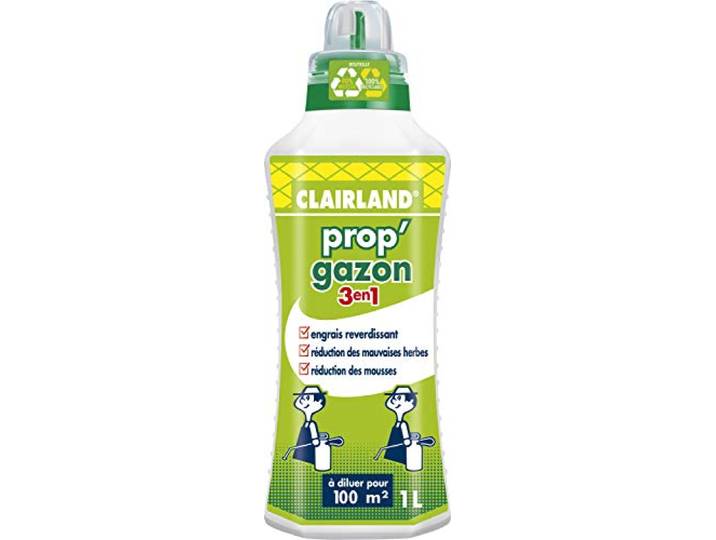 CLAIRLAND Engrais Prop'Gazon 3 en 1\, A diluer\, Pour 100 m²\, 1 L\, CLAIRGAZ1000