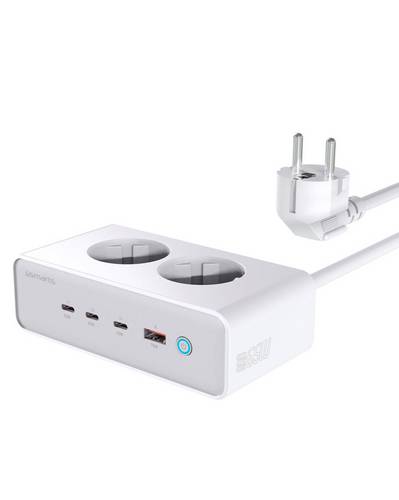 4Smarts Ladeadapter 65W 3x USB-C, USB-A, Schutzkontakt-Steckdose Quick Charge 3.0, USB PD Weiß Innenbereich GaN, USB Power