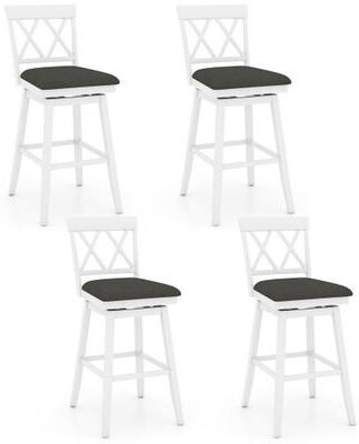 Costway Swivel Bar Stools Set of 4 Counter Height Barstools with Backrest Upholstered Seat Cushion-29 Inches