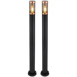 Stehleuchte Pollerleuchte Wegeleuchte Gartenlampen schwarz IP44 Standleuchte Balkon, Edelstahl Kupfer, 1x E27 Fassung, DxH 12,7x110cm, 2er Set