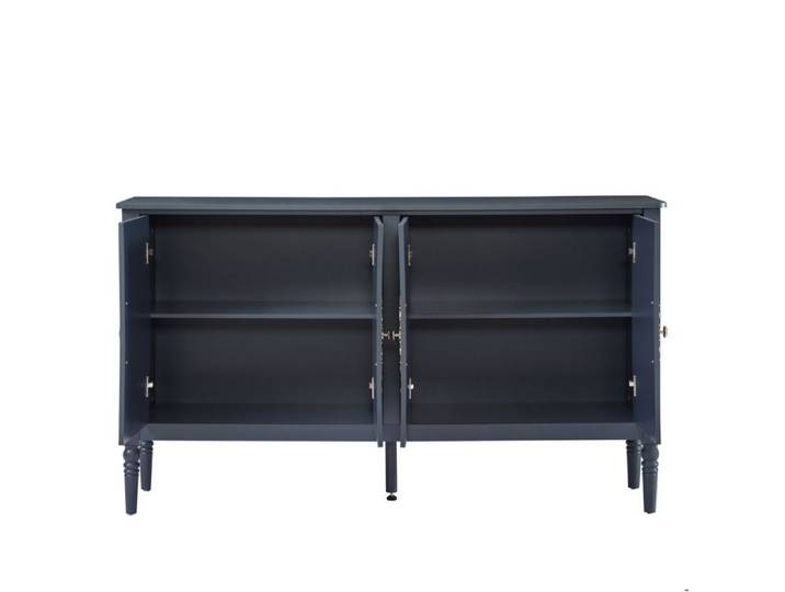 Buffet bleu marine 4 portes – Décor relief rétro – 160 x 40 x 89 cm