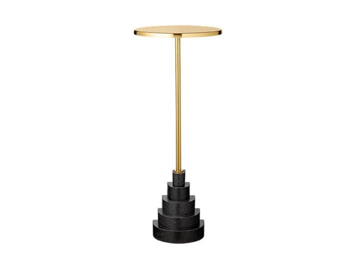 Marmor Design Beistelltisch & Blumensäule „Solum“ - Schwarz/Gold Schwarz, Gold Ø 32 x 78 cm AYTM