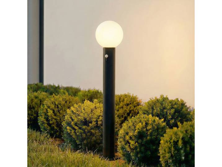 Bornes lumineuses Dangan, 90 cm, capteur, verre, blanc - Lindby - Terrasse - Moderne - À ampoule unique