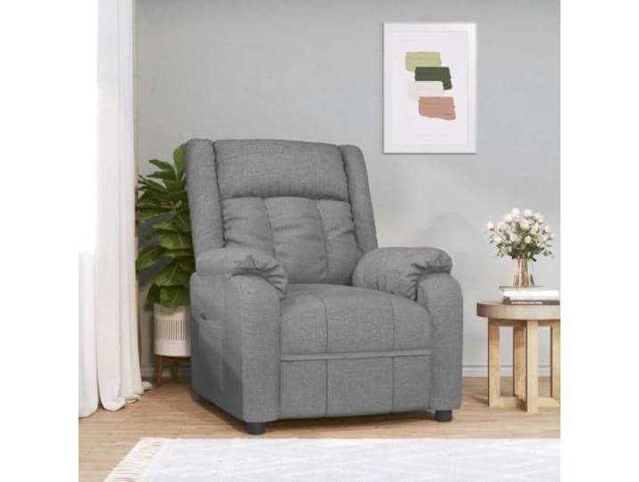 IBUQDDV Relaxsessel Hellgrau Stoff Manuell 3 Positionen Holz Metall Stoffbezug atmungsaktiv, gepolsterte Armlehnen, stabiles Holz-Metall-Gestell, manuelle Verstellung