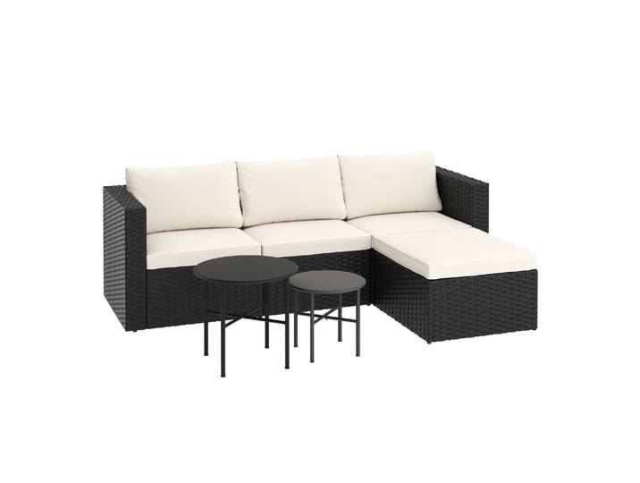 Rattanlounge TUGELA schwarz/creme