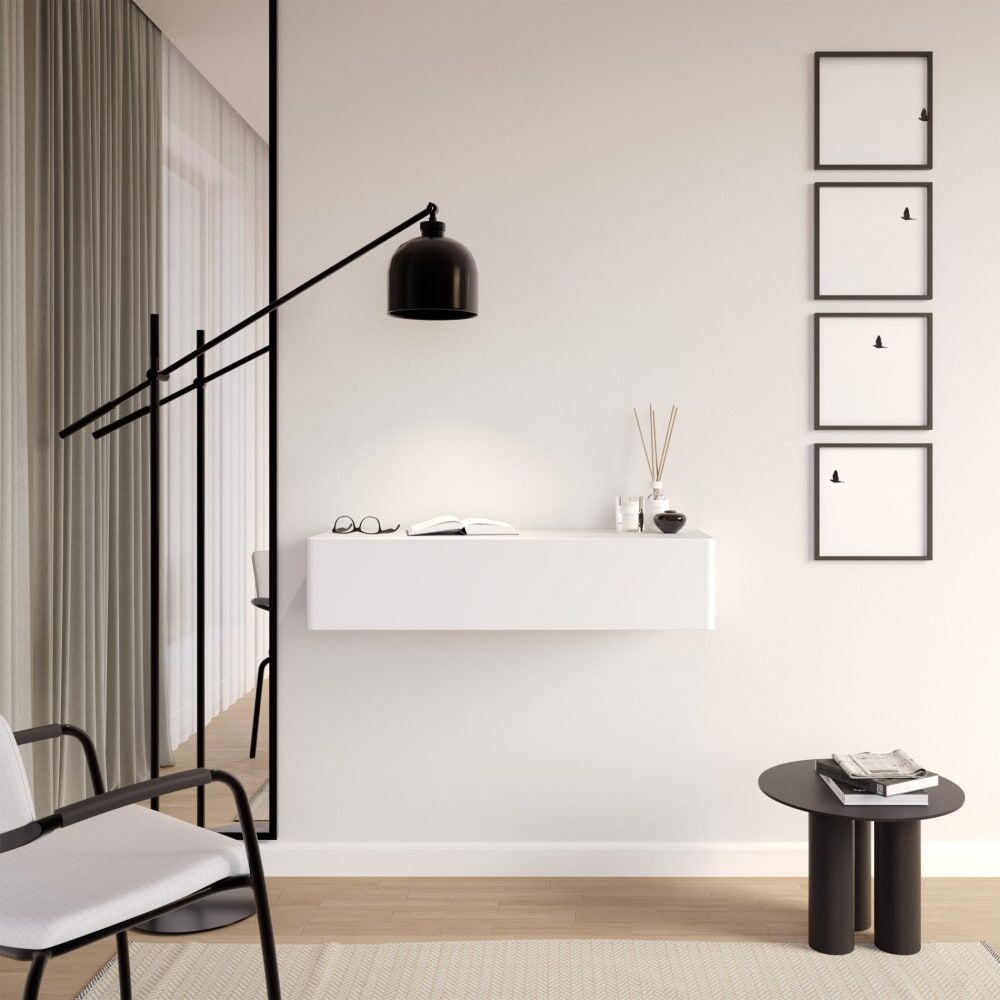 Selsey Console suspendue 1 tiroir blanc 90 cm Blanc 90x17x90cm