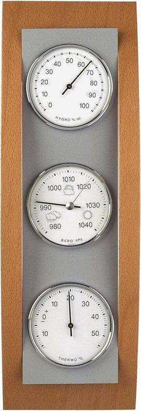 Famanu weerstation met barometer, thermometer en hygrometer van aluminium en hout