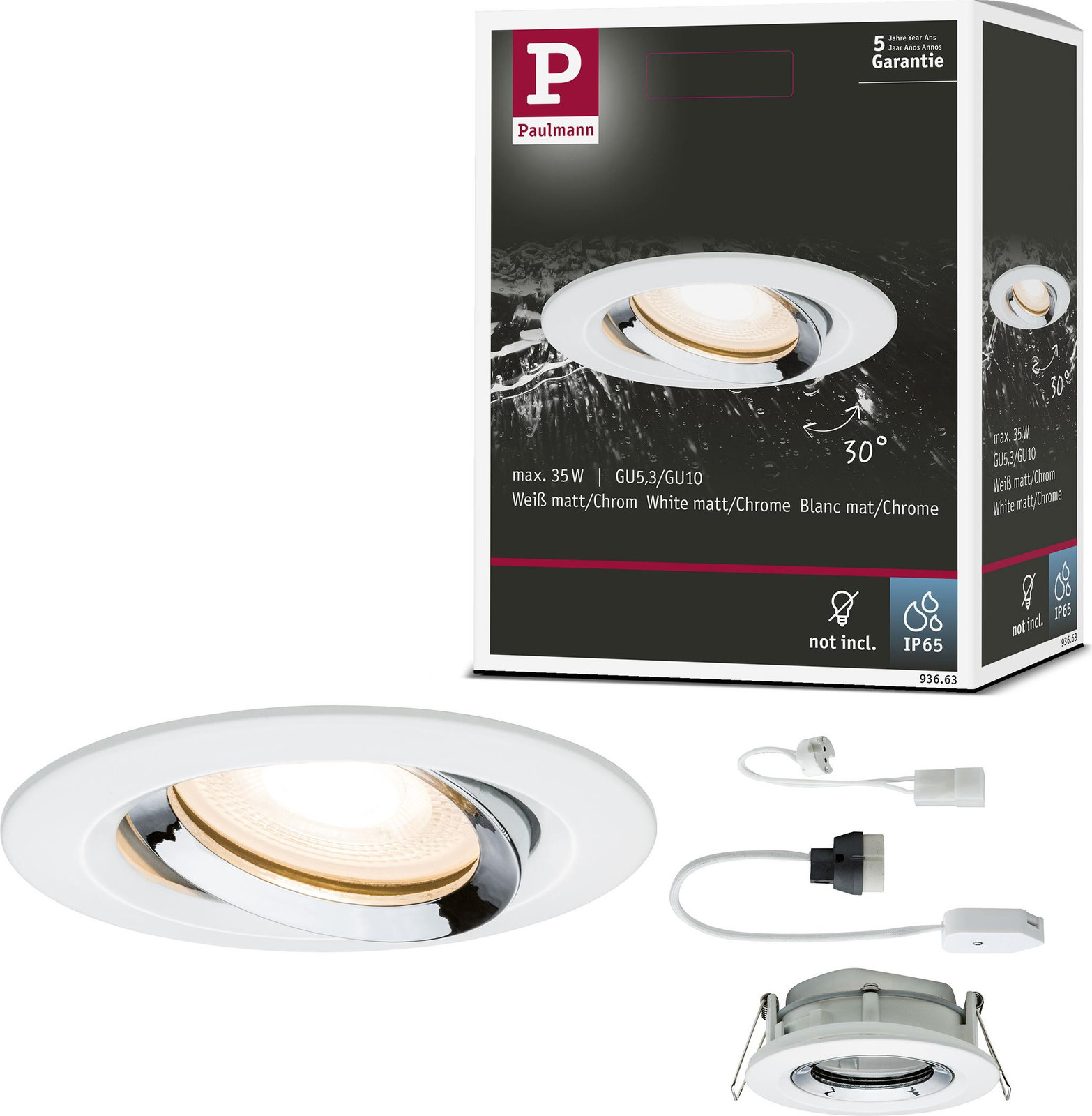 Paulmann Nova Plus ronde inbouwspot, kantelbaar