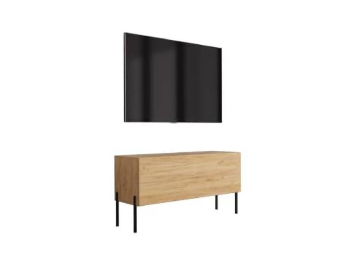 TV-Schrank Füße gerade schwarz, Eiche Craft, 100 x 32 x 52 cm