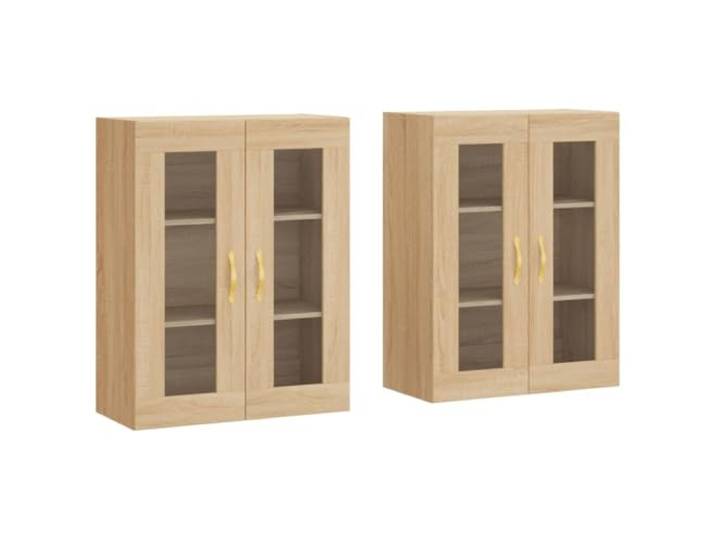 KGFHERENB Hängeschrank 2er Set Sonoma-Eiche Holzwerkstoff 69,5x34x90 cm Platzsparende Wandvitrine mit Glastüren für Wohnzimmer und Flur. Schafft ordentlichen Stauraum ohne Bodenfläche zu nutzen.