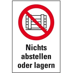 Schild I Verbots-Kombischild Nichts abstellen oder lagern, Kunststoff, 300x400mm, ASR A1.3, DIN EN ISO 7010 P023