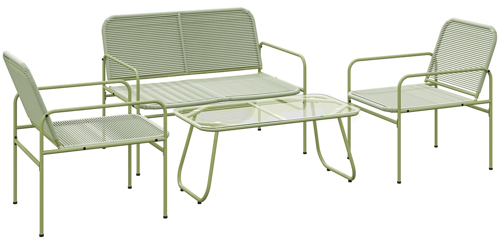 Gartenlounge-Set für 4 Personen - Gartenmöbel - Lounge-Sofa - Balkonmöbel - Terrassenmöbel - Grün