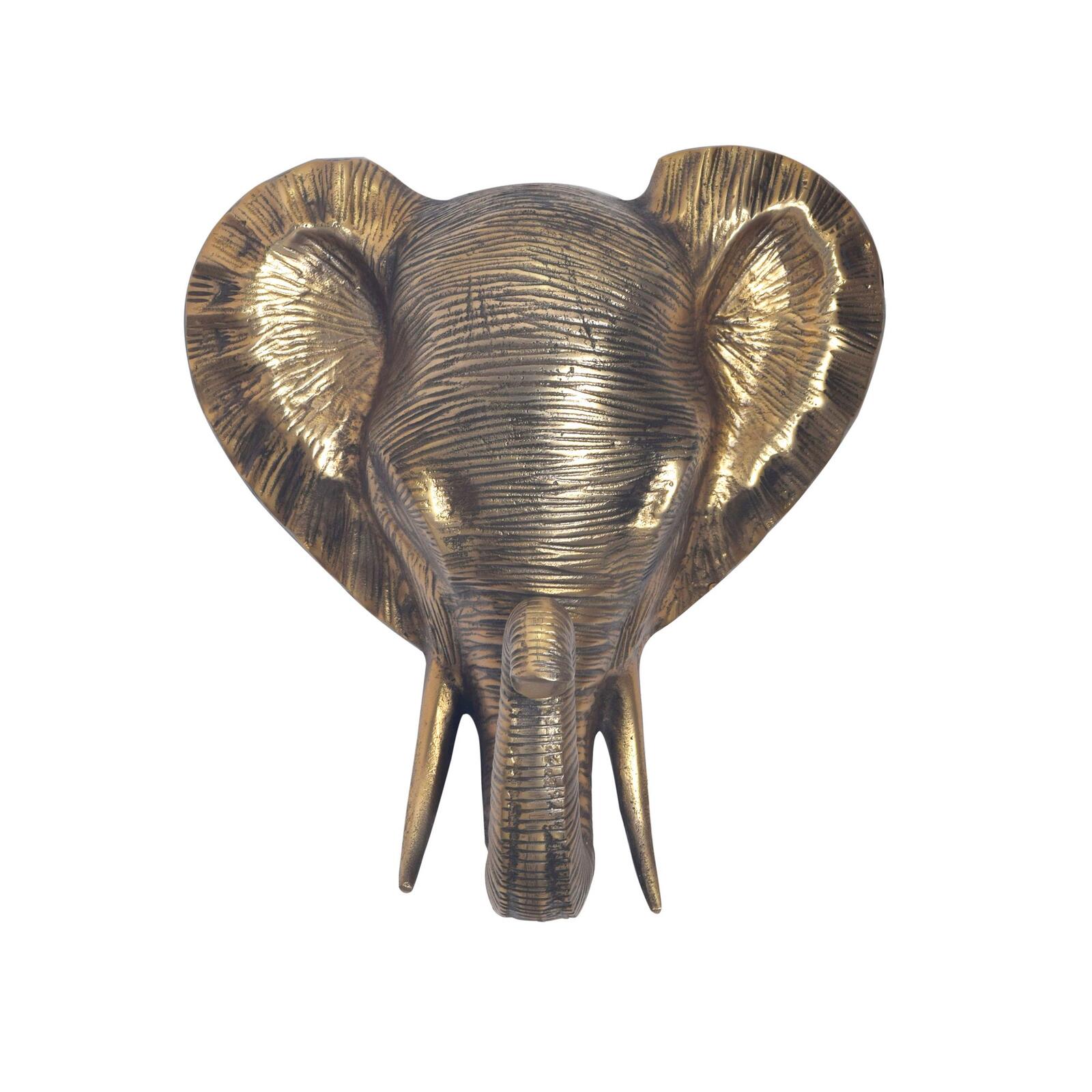 WOHNLING WL7.190 Wanddeko Elefant Aluminium Gold 41 cm
