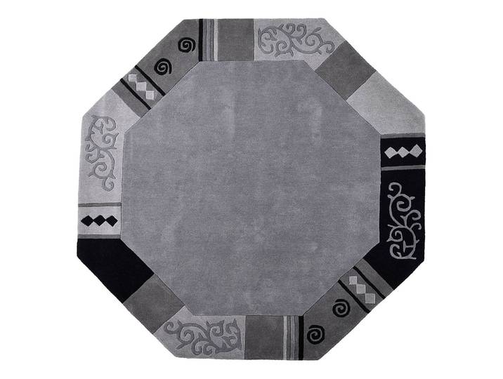 Wollteppich Ambadi Polygon Grau/Grau 200 x 1 x 200cm Wolle