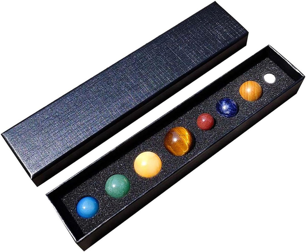 Zonnestelsel Edelstenen Mini Planeet Set - 8 Delig Educatieve Decoratie van Natuurlijke Kristallen - Hemelsblauw