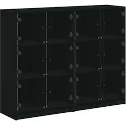 vidaXL Bücherregal mit Türen Schwarz 136x37x109 cm Holzwerkstoff