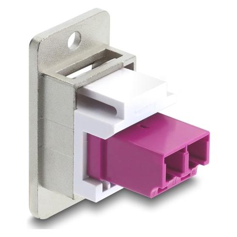 Delock Panel Mount LC Duplex Buchse zu LC Duplex Buchse silb (Keystone Modul) (91100)