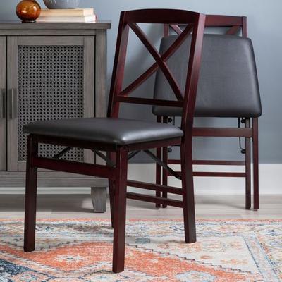Linon Home Decor Products Dylan Folding Chairs Espresso Set of Two, Set of Two, Espresso