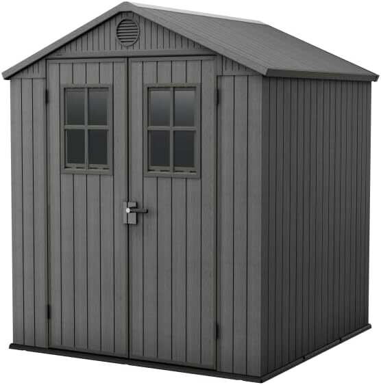 Keter Darwin 6x6 Gartenhaus, 190x183x221 cm, wetterfest, mit Doppeltüren & Dachfenster
