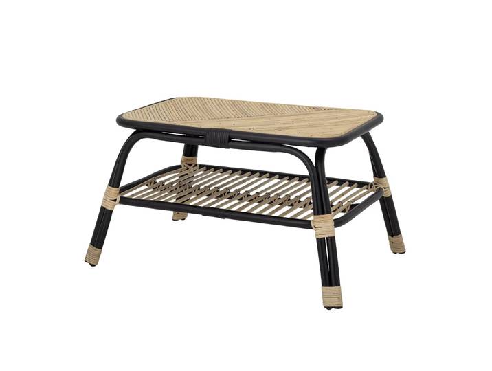 Table basse noire en rotin 42x72x54