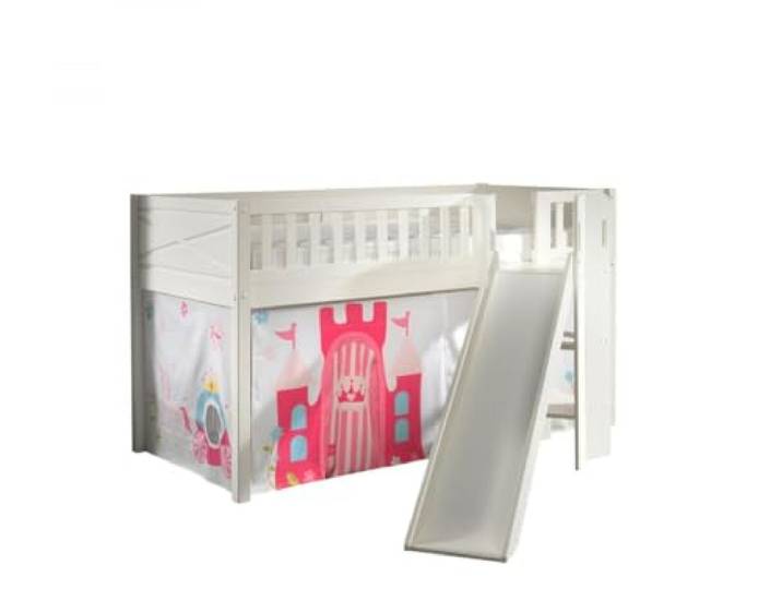 Vipack Scott Princess Hochbett, Rutsche und Vorhang, Weiß, 90 x 200 cm