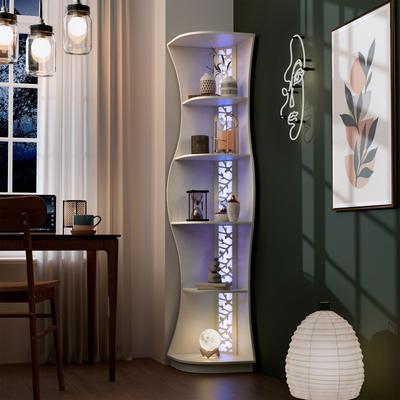 Furniture of America Stonebridge Modern Wood Hill Curvy 5-Shelf Corner Bookcase
