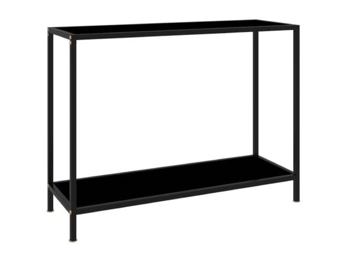 KLGBNCVE Konsolentisch Schwarz 100x35x75 cm Hartglas Beistelltisch Gehärtetes Glas, pulverbeschichteter Stahl, Ablageboden, feucht abwischbar, schlankes Design