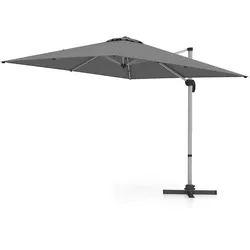 COSTWAY Gartenschirm 300 cm, quadratischer Außenschirm, 360° drehbar, neigbar, Kreuzfuß, 8 Streben (Grau)