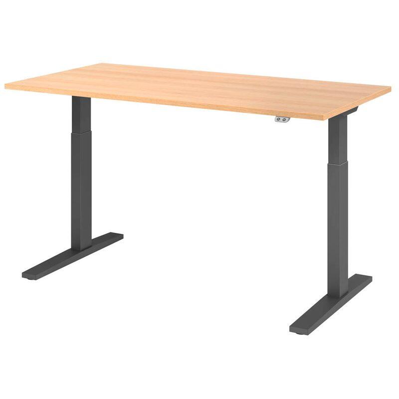 HAMMERBACHER VXMKA16/E/G elektrisch höhenverstellbarer Schreibtisch 70,0 - 120,0 cm - elektrisch Eiche / grafit