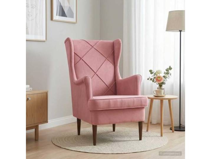 YUTAASU Pink Velvet Accent Chair for Bedroom Modern Lounge Chair, Removable Cushion, Metal and Wood Frame, Easy Assembly