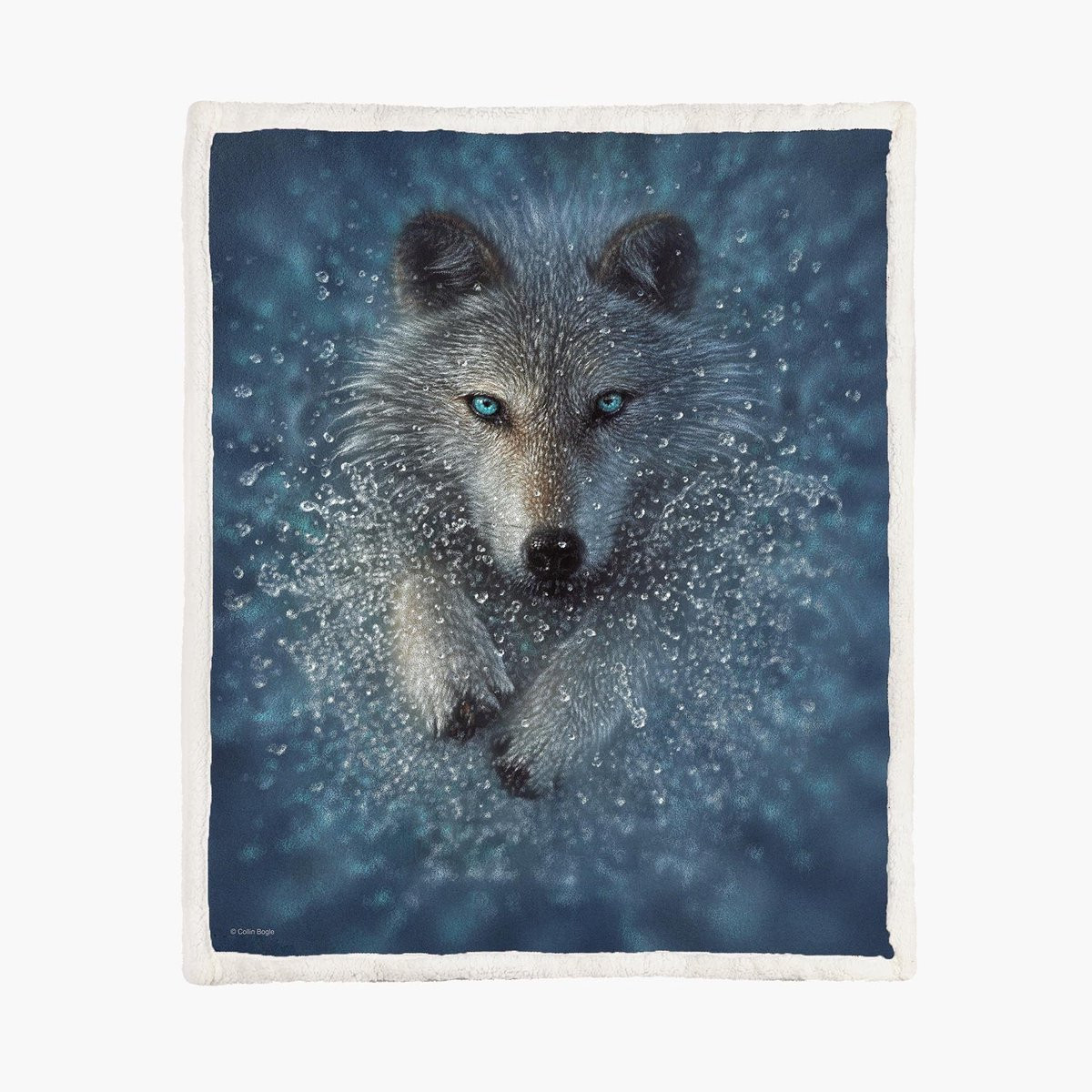 The Coloured House Wolf Fleece Deken Running Wolf Splash 150 x 200 cm