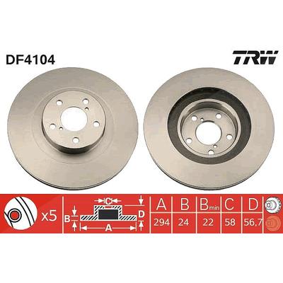 Trw Bremsscheibe [Hersteller-Nr. DF4104] für Subaru