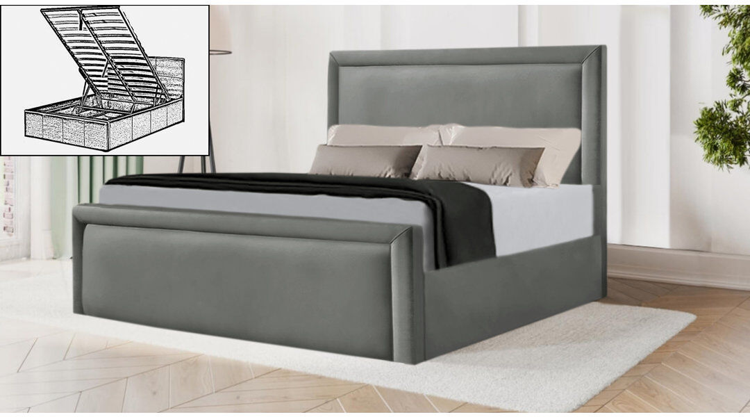 Brayden Studio Milan Upholstered Velvet Lift Up Storage Ottoman Bed Chrome Single (3')