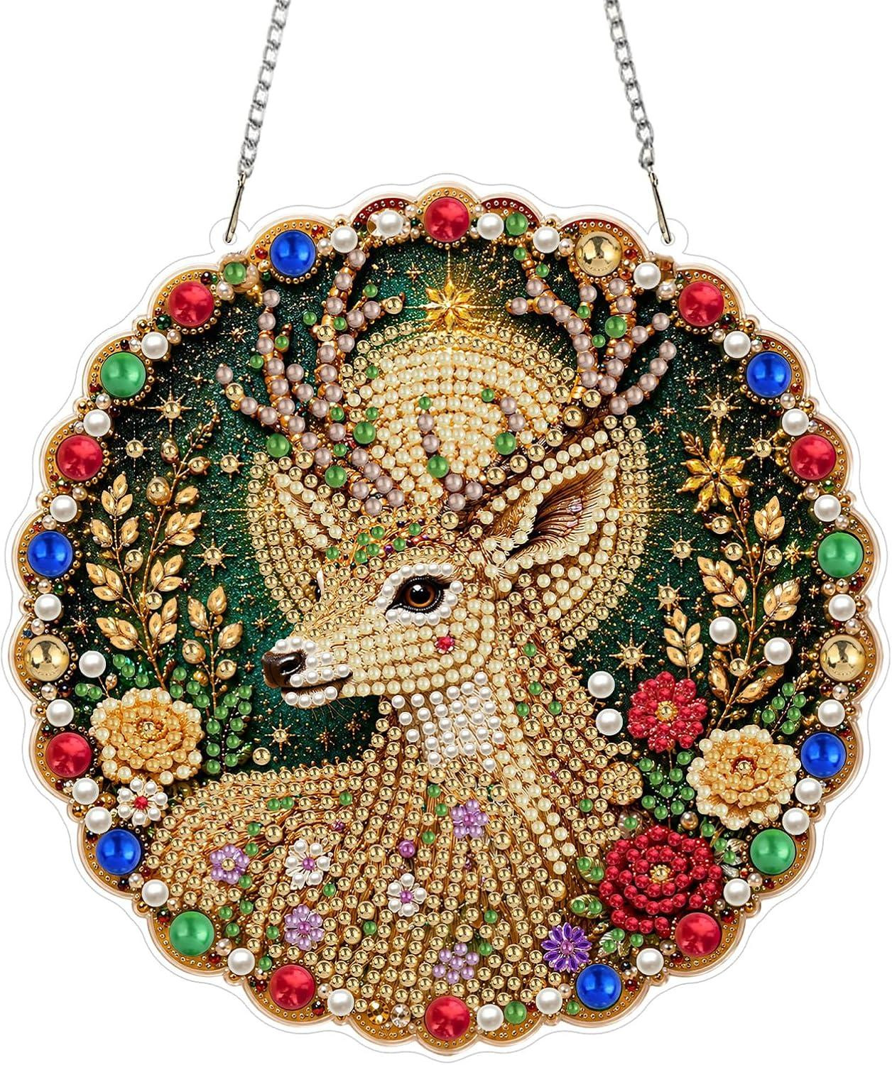 Diamond Painting Set Fantasie Rendier inclusief accessoires voor creatieve ontspanning