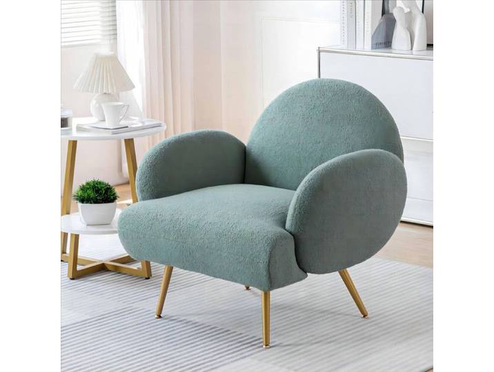 DYHOME Fauteuil de Salon Moderne Fauteuil Relax avec Pieds en métal FauteuilScandinave pour Chambre Tissu en peluche Vert