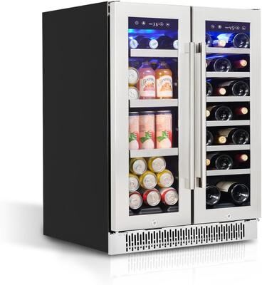 Luchar Wine and Beverage Refrigerator, 24 Inch Dual Zone Wine Cooler, Holds 20 Bottles & 60 Cans, Built-In/Freestanding