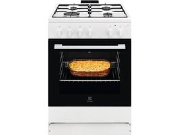 cuisinière à gaz blanche - Electrolux - 4 brûleurs à gaz - Four à gaz - Gril gaz - Autonettoyage catalytique