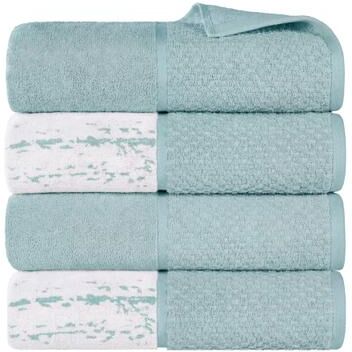 Blue Nile Mills Cotton Bath Towels Set of 4 - Medium Weight Large Bathroom Towels
