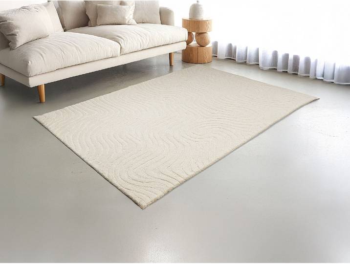 Teppich mit Relief – 100 % handgetuftete Wolle – 200 × 290 cm – Elfenbein – 2100 g/m² – NEORA