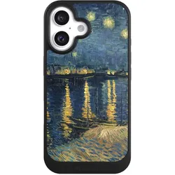 Nivocase Hülle für Apple iPhone 16 Handyhülle NIVOcore Case Schwarz Kunst Malerei (Apple iPhone 16), Smartphone Hülle, Schwarz