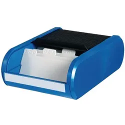 helit Visitenkartenbox H6218093 DIN A8 300 Karten Blau, Schwarz 13,6 x 24 x 6,7 cm