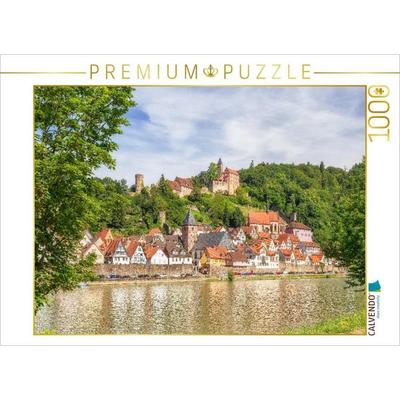 CALVENDO Puzzle Altstadt und Schloss Hirschhorn 1000 Teile Puzzle quer | 1000 Teile Lege-Größe 64 × 48 cm Foto-Puzzle für glückliche Stunden