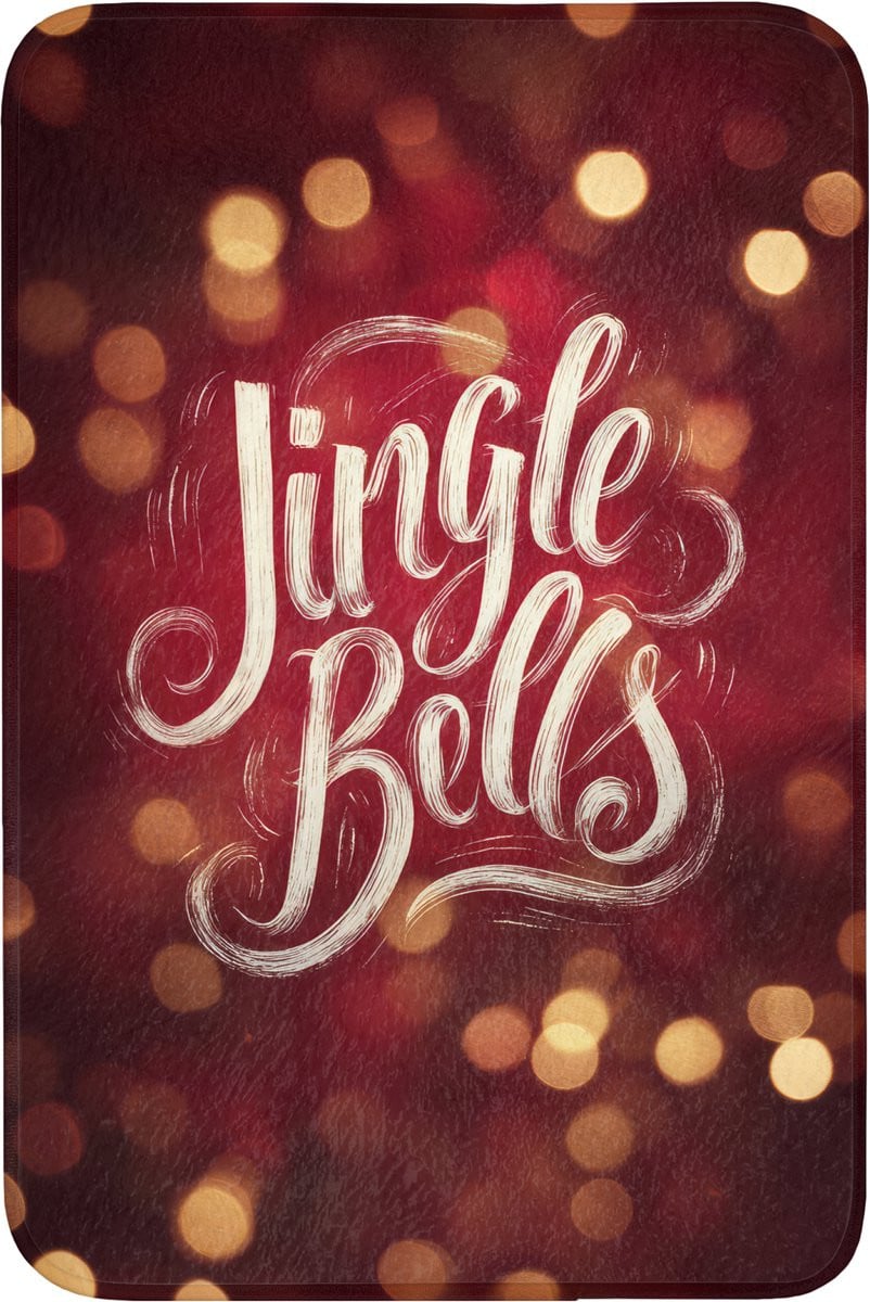 Jingle Bells Kerst Badmat - Rood - Antislip - 60 x 90 cm