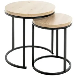 Beistelltisch 2er Set  Haiger , holzfarben , Maße (cm): H: 49  Ø: 45