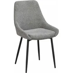 Esszimmerstuhl Sierra 2er Set aus grauem Polyesterstoff und schwarzem Metallgestell
