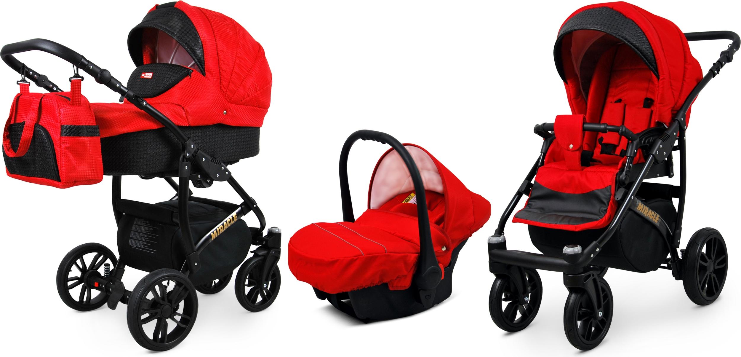 BabyLux Miracle | 3in1 Kinderwagen Set | Red Deluxe | Kombikinderwagen | Kinderwagenset | Buggy