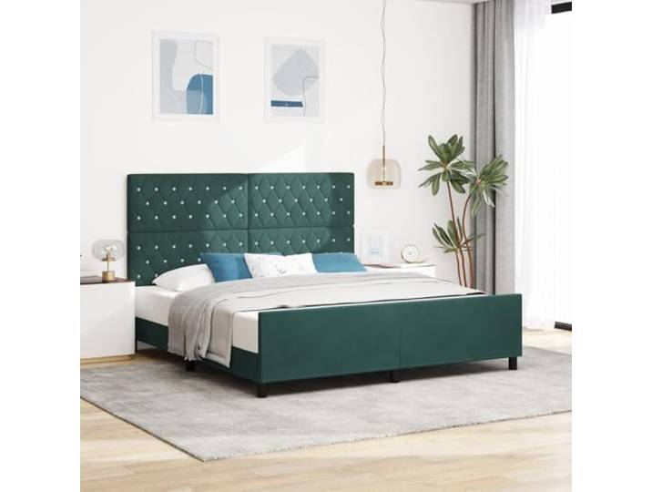 SKTQYQO Dunkelgrün Bettgestell, Multifunktionsbett Hotelbettrahmen Geeignet für Hotels und Studien 180x200cm,Samt