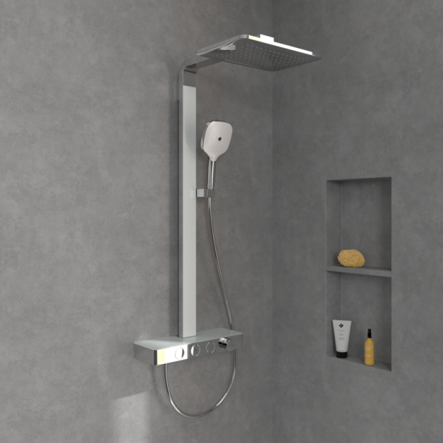 Villeroy und Boch Infinity Showers Duschsystem TVS11000400061 413x108x561mm, eckig, Wandmontage, chrom