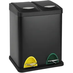 SVITA TC2X8 16 Liter Abfalleimer Mülleimer Mülltrennung Edelstahl 2x8L Schwarz